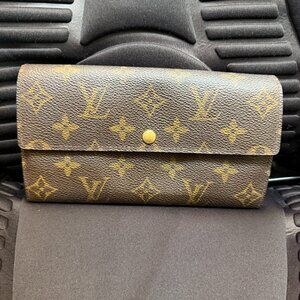 Louis Vuitton Monogram Portefeiulle Sarah Long Bifold Wallet Brown COA Incl